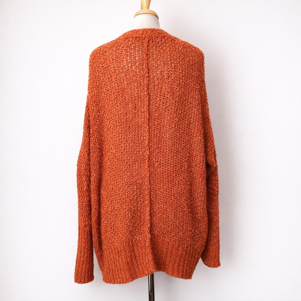 Free People Oh La La Cardigan Burnt Orange Open Knit Oversized L - Picture 8 of 15